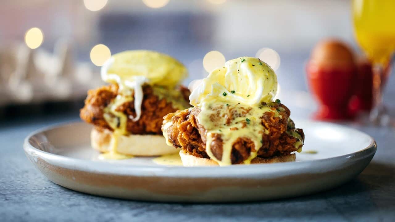 Fried chicken benedict