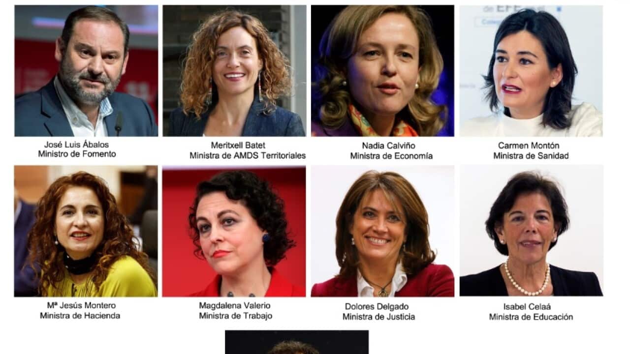 - A composite photo released on 06 June 2018 of Spanish ministers appointed by new Spanish Prime Minister Pedro Sanchez. 