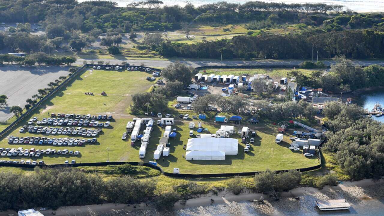A Film set location is seen at The Spit on the Gold Coast