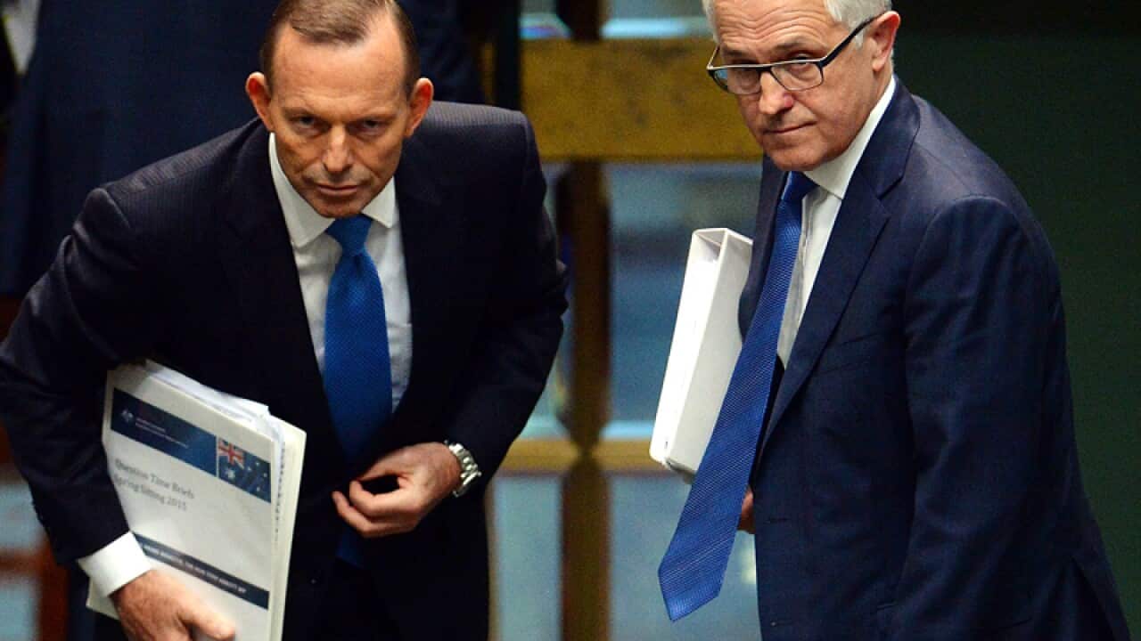 Tony Abbott (L) and Malcolm Turnbull
