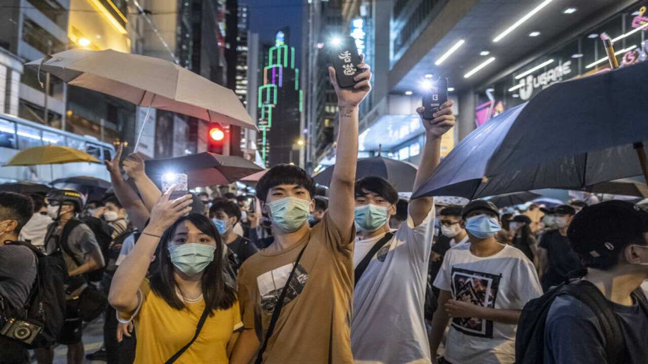 Protesters against Beijing's security law in Hong Kong.