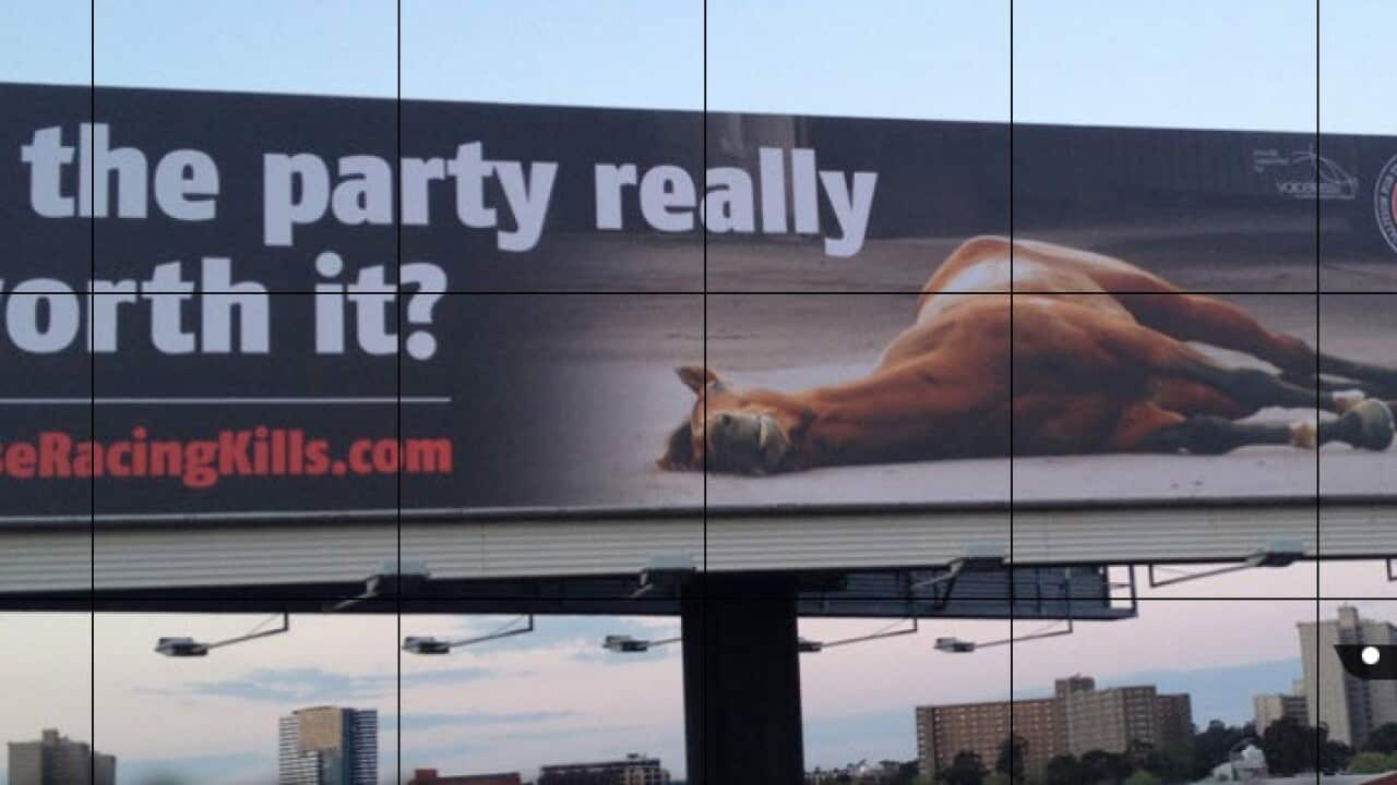 Controversial billboard causes outrage in the racing industry.