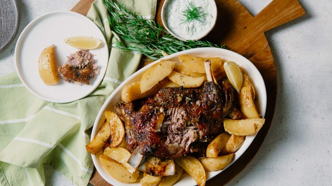 Slow cooked lamb and potatoes