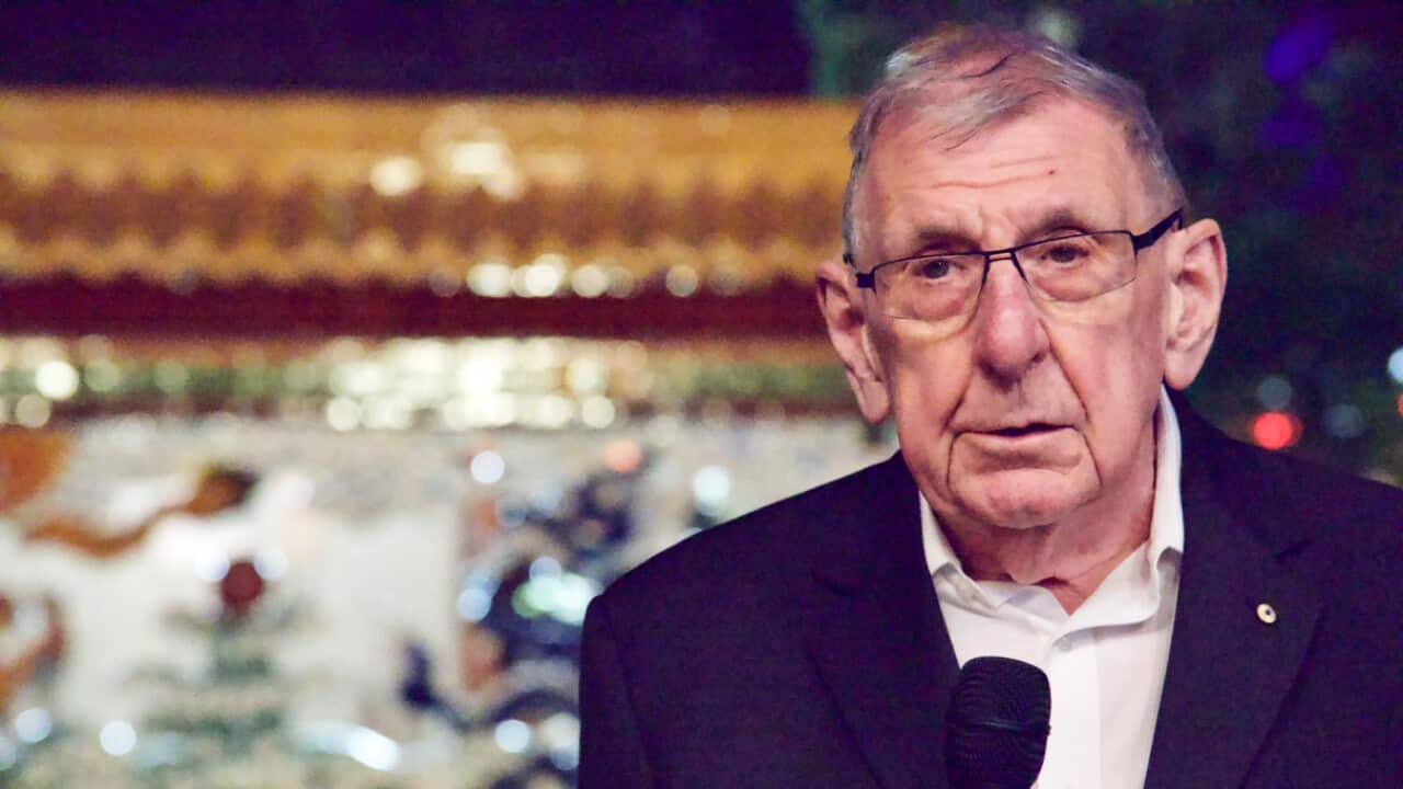 Dr Stephen FitzGerald AO launching MOCA