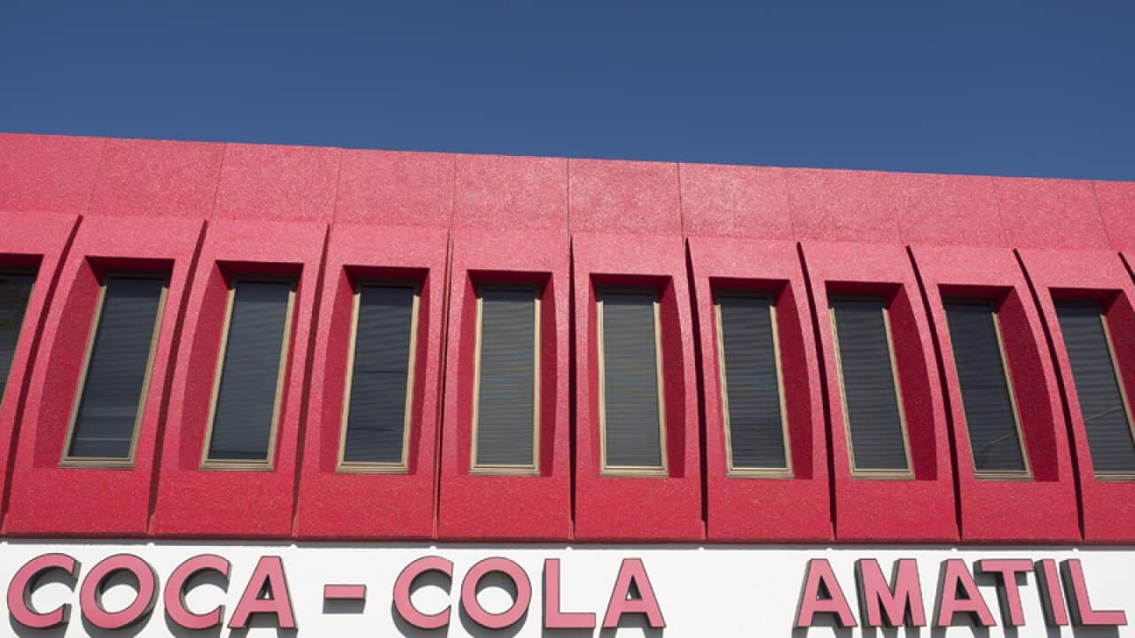 An external view of the Coca-Cola Amatil factory in Adelaide
