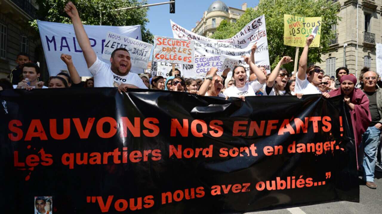 Locals in Marseille protest over the level of violent crime. (Getty)