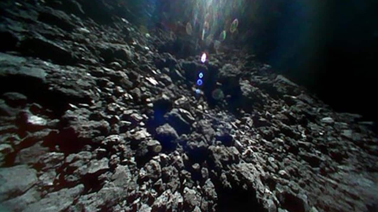 An image of the surface of the second asteroid Ryugu