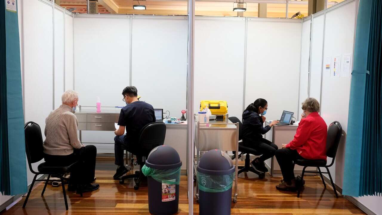The Royal Exhibition Building in Melbourne is one of three Victorian mass COVID-19 vaccination hubs.