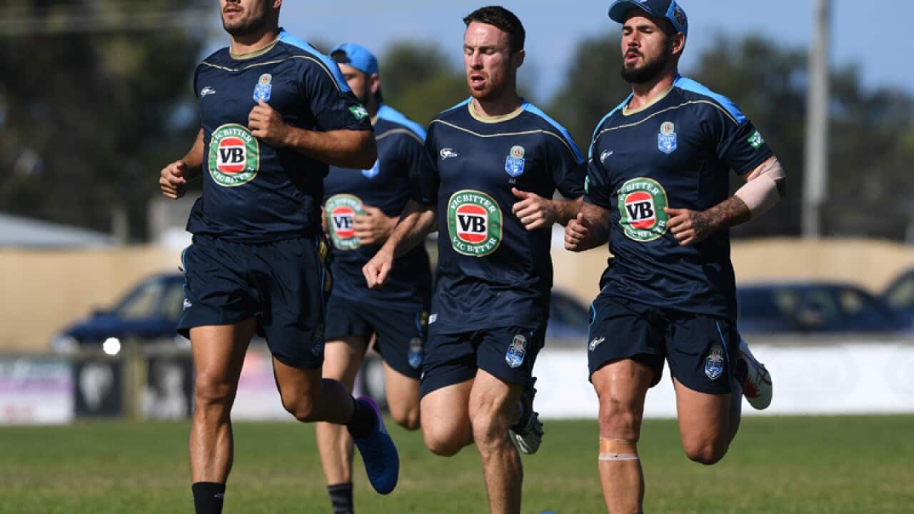 L-R Jarryd Hayne, James Maloney, Nathan Peats.