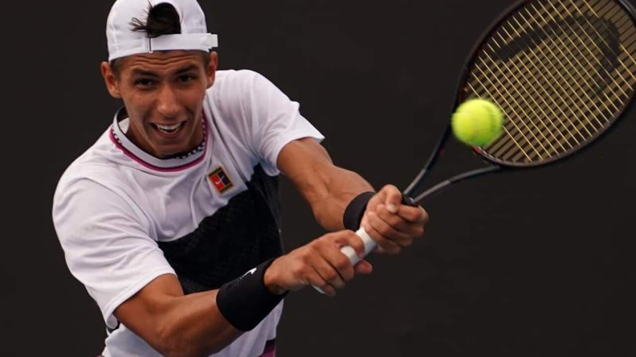 Alexei Popyrin of Australia in action.