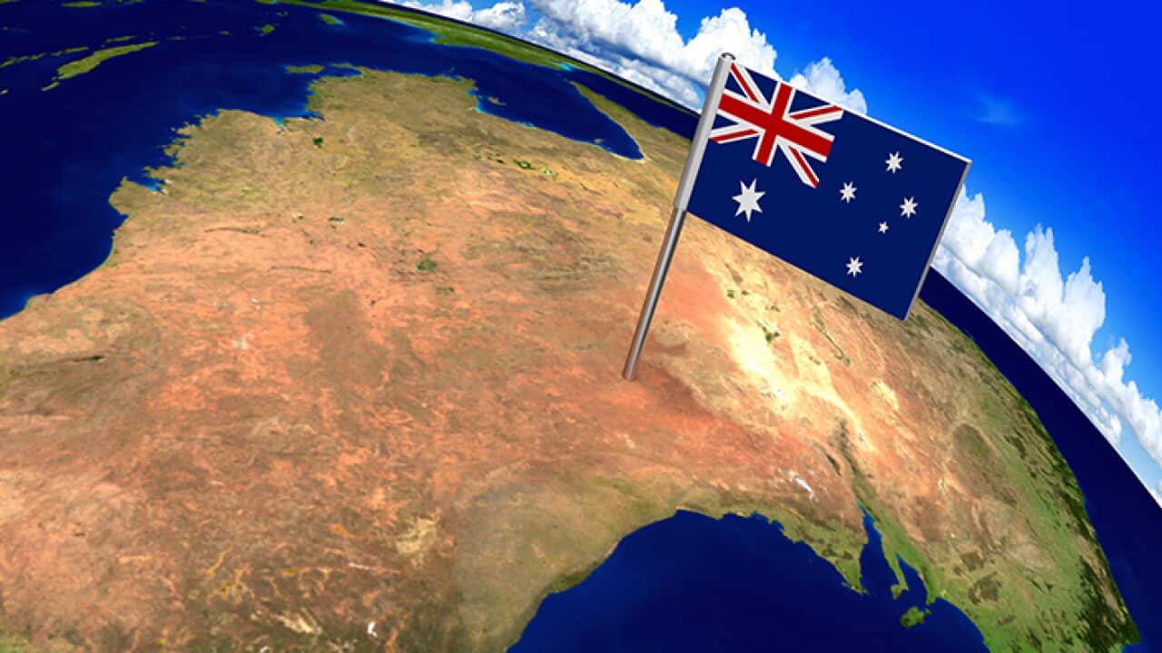 Flag of Australia on world map