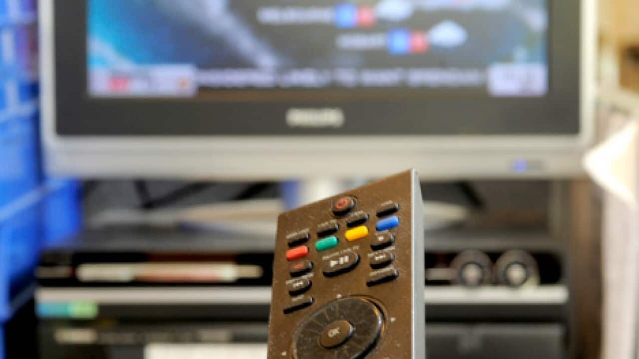 A television and remote control