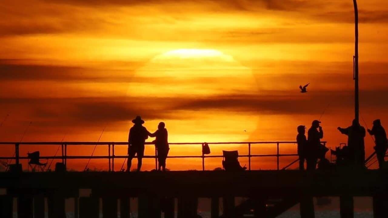 Sunrise over Altona pier in Melbourne
