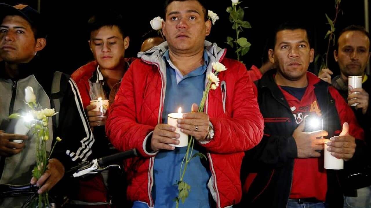 A candlelight vigil at the police academy