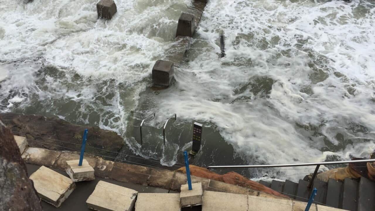 Damaged brick work and large swells at Coogee