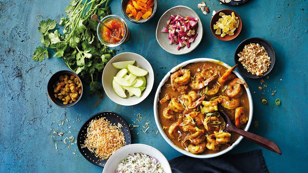 Prawn curry with sambal