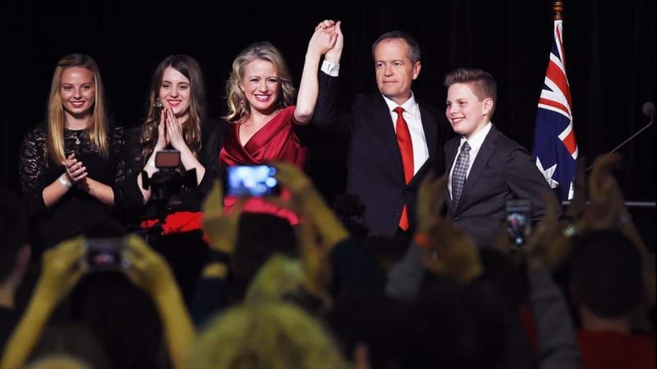 Bill Shorten and his family on election night 2016.