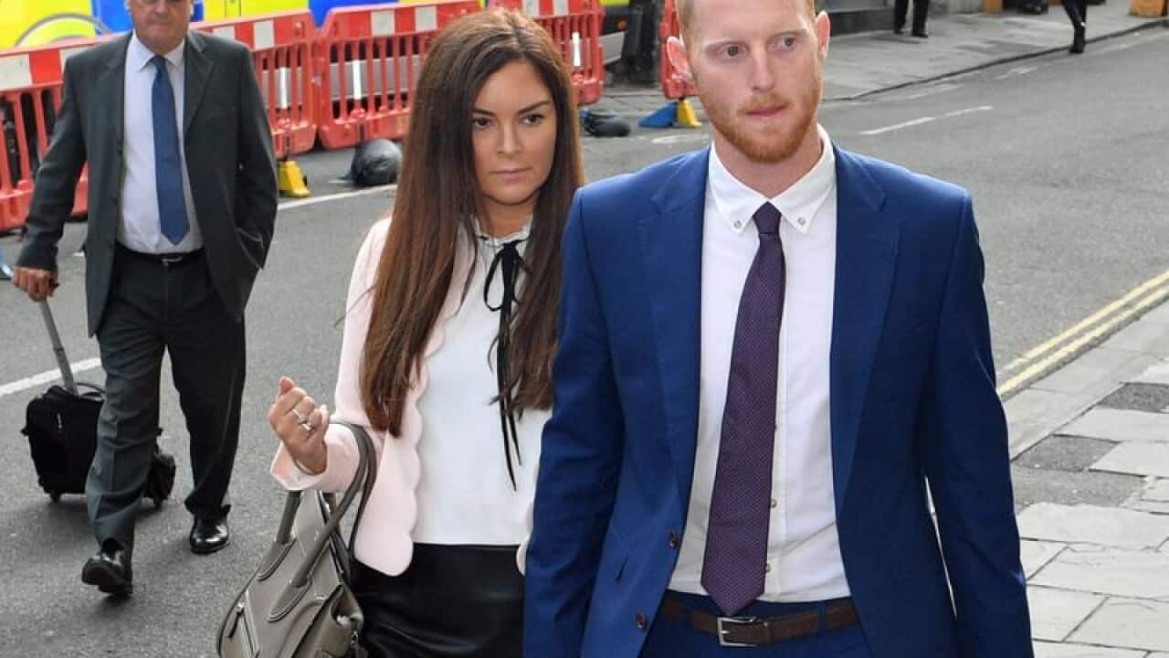 Ben Stokes (R) and his wife arrive at Bristol Crown Court