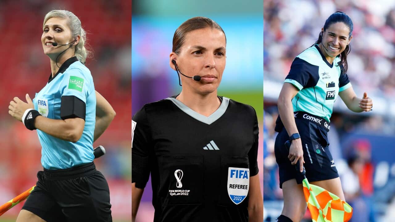 Split image of three female referees