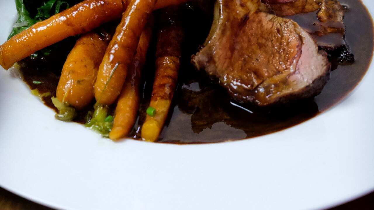 Lamb rack with pinot noir sauce