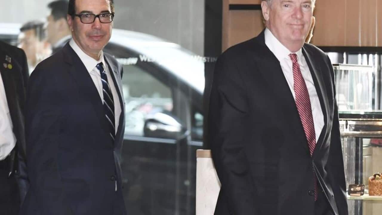 US Trade Rep Robert Lighthizer(R) & Treasury Secretary Steven Mnuchin