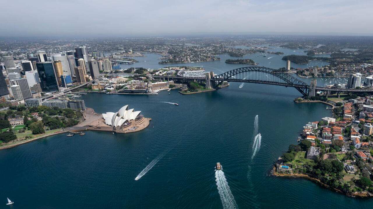 An aerial overview of Port Jackson.