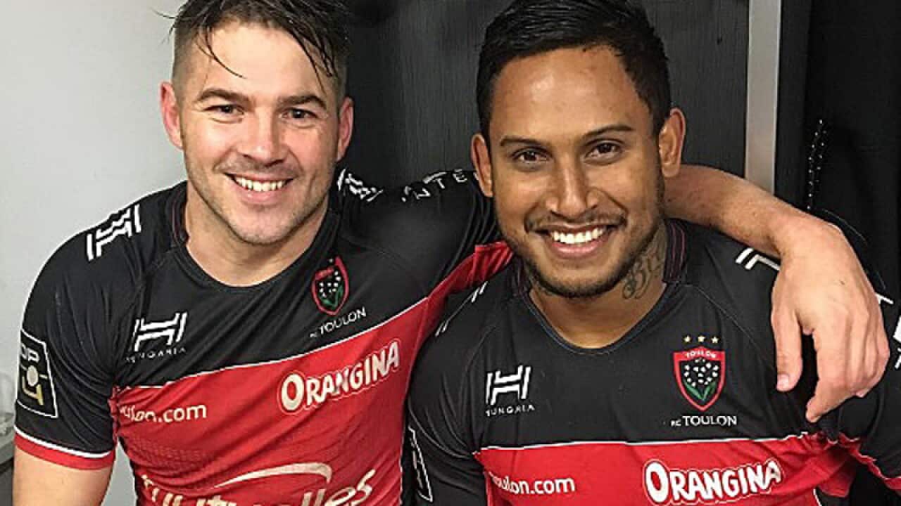 Ben Barba with Toulon teammate Drew Mitchell
