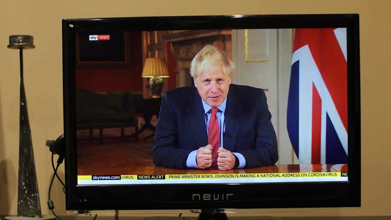 British Prime Minister Boris Johnson as he addresses the nation regarding new coronavirus restrictions.