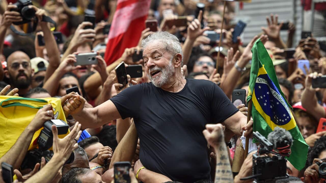 Former President Lula of Brazil Makes a Speech at the Sindicato dos Metalurgicos do ABC After Being Released from Prison