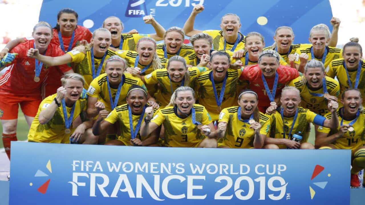The Swedish team celebrates its win