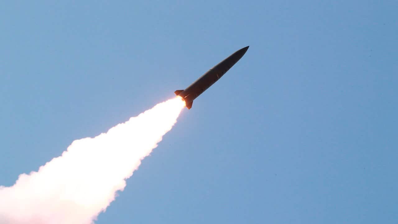A launched projectile in a military test in North Korea earlier this year.