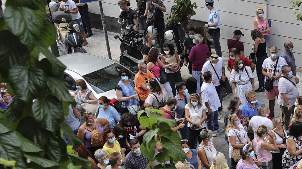 Greek health care workers protest against mandatory COVID-19 vaccines