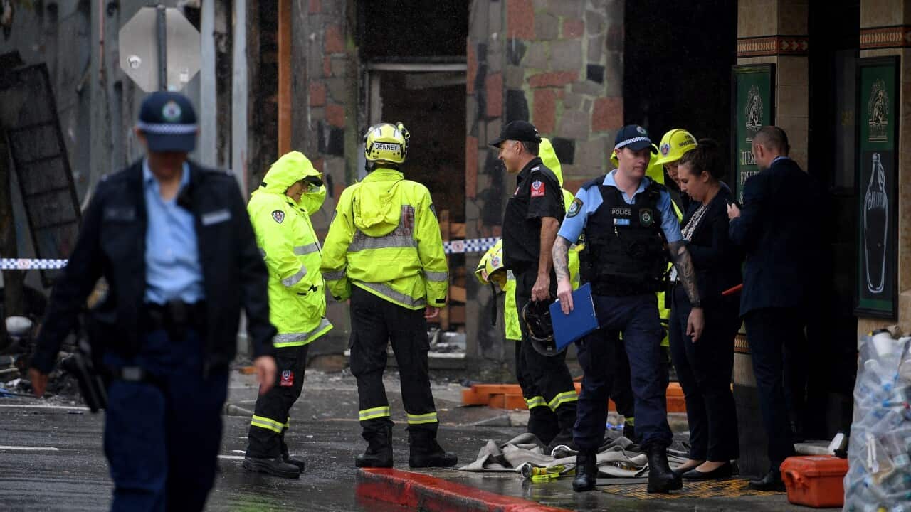 scene of a building fire in Newtown, Sydney