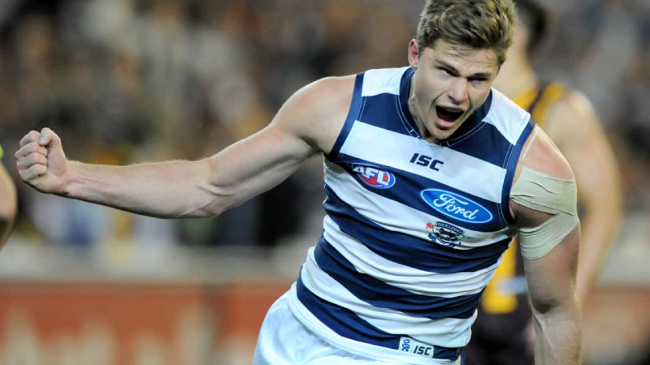 Nathan Vardy during a AFL match.