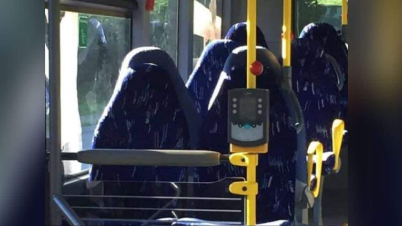 The image of the bus seats that was posted to the Facebook group.