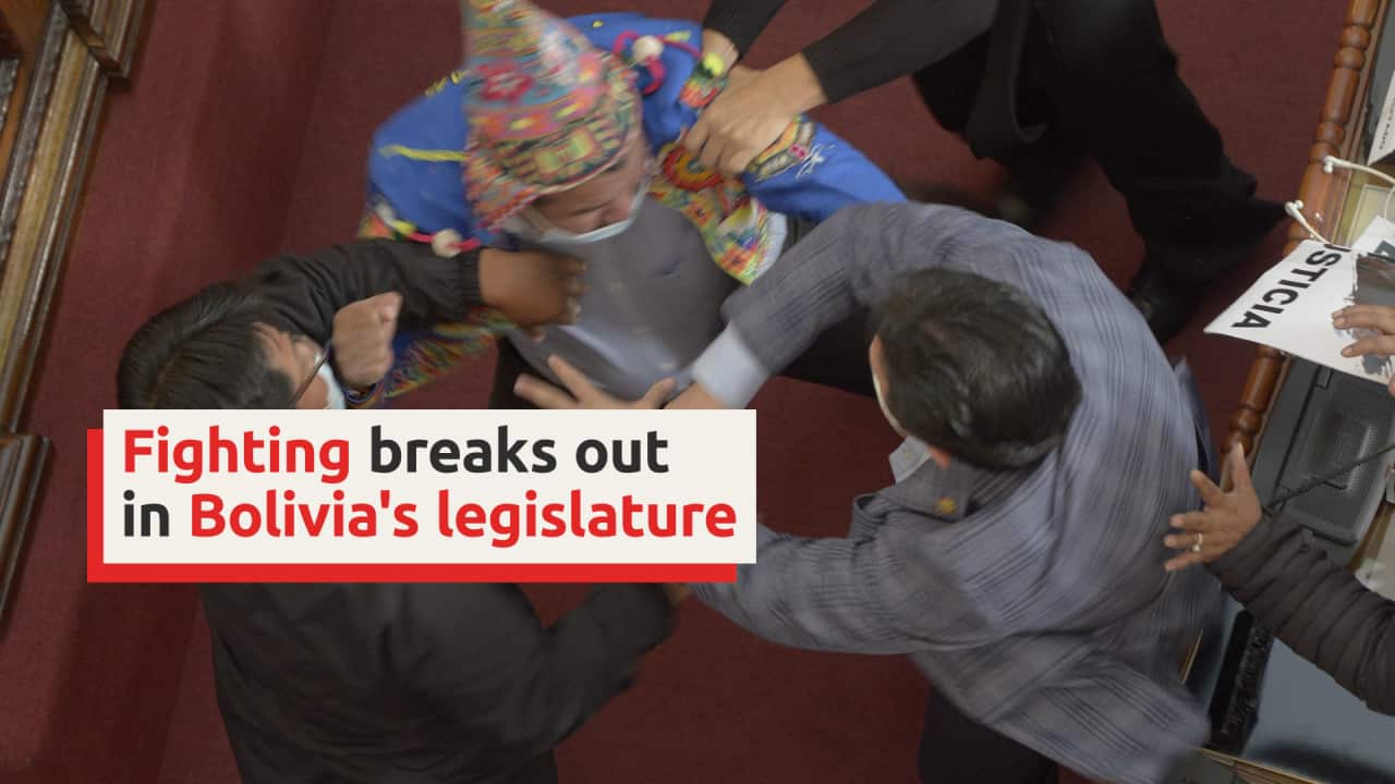 Fighting breaks out on floor of Bolivia's legislature