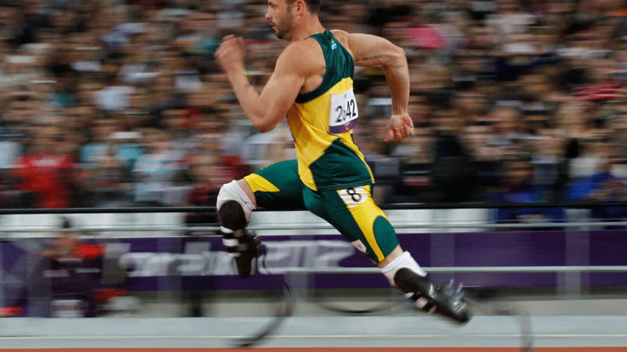 South Africa's Oscar Pistorius loses the first 200m race of his career. In a post-race interview he said it was "an unfair race" because the winner Oliveira was wearing longer running blades. (IAN KINGTON/AFP/GettyImages)