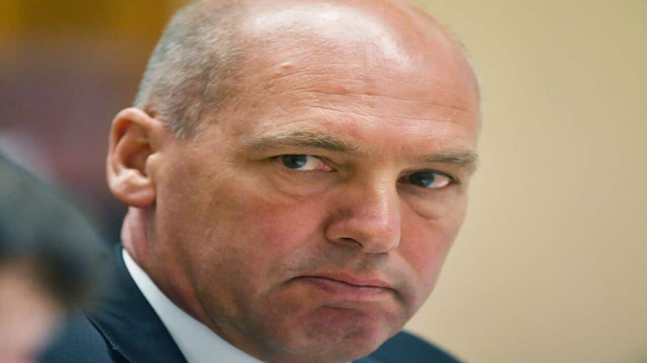 Senate President Senator Stephen Parry attends Senate Estimates