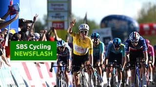 VUCHERENS, SWITZERLAND - APRIL 30: (L-R) Tadej Pogacar of Slovenia and UAE Team Emirates - XRG - Yellow Leader Jersey celebrates at finish line as stage winner ahead of Dorian Godon of France and Team INEOS Grenadiers during the 79th Tour de Romandie 2026, Stage 2 a 173.1km stage from Rue to Vucherens 681m / #UCIWT / on April 30, 2026 in Vucherens, Switzerland. (Photo by Dario Belingheri/Getty Images)