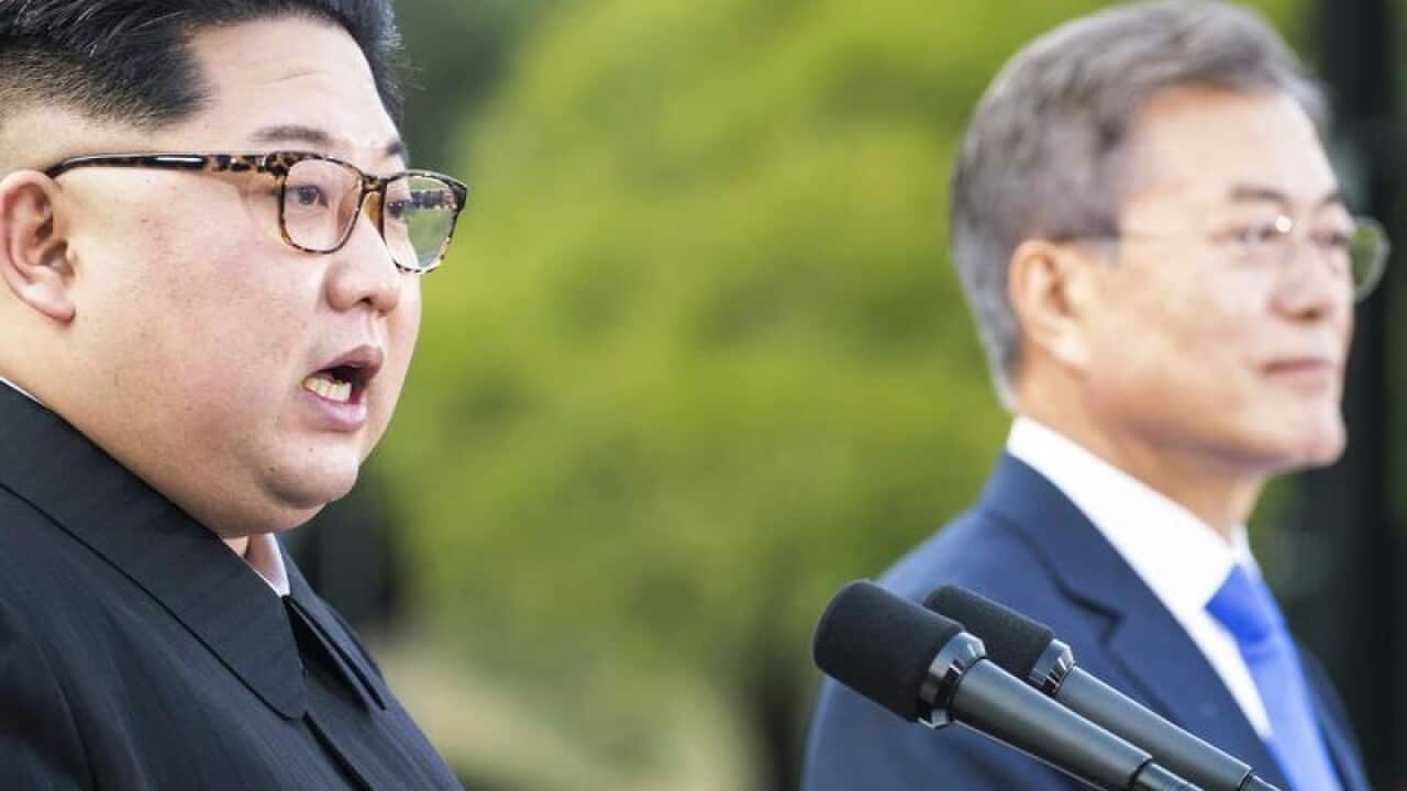 North Korean leader Kim Jong Un and South Korean President Moon Jae
