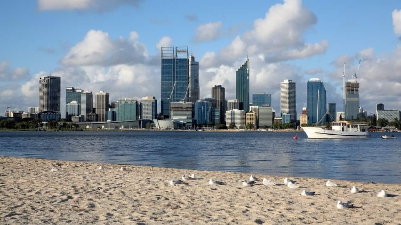 The skyline of Perth city seen from riverside of South Perth, Western Australia, Thursday, Nov. 20, 2014. (AAP Image/Richard Wainwright) NO ARCHIVING
