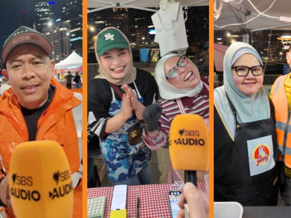 Banci 2026: Pengusaha Winter Night Market di Southbank, Melbourne diuji pengetahuan mereka tentang bila, siapa yang perlu diambil kira dan kepentingan banci untuk masyarakat Melayu di Australia. Credit: SBS Bahasa Melayu