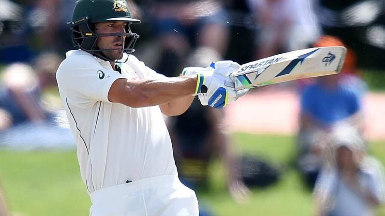 Australian batsman Joe Burns plays a shot.