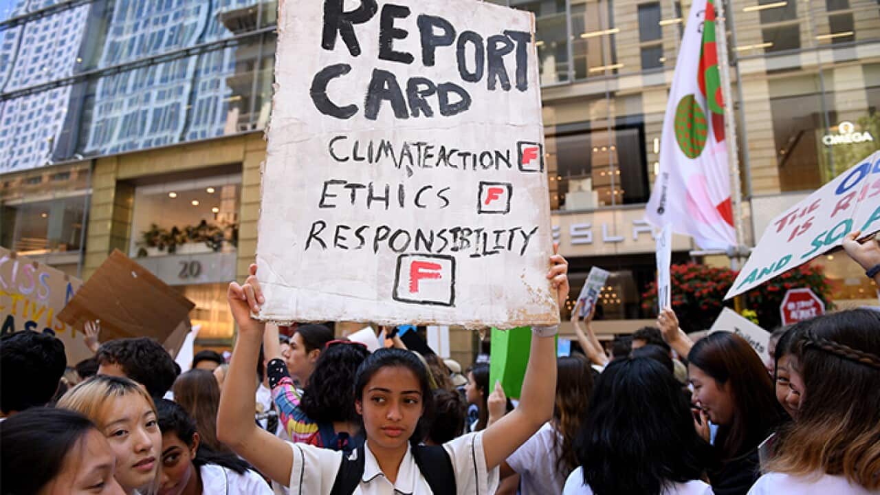 Students protesting in Australia against climate change