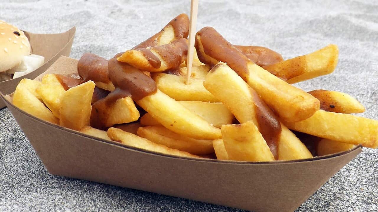 Curry chips at a Galway beach