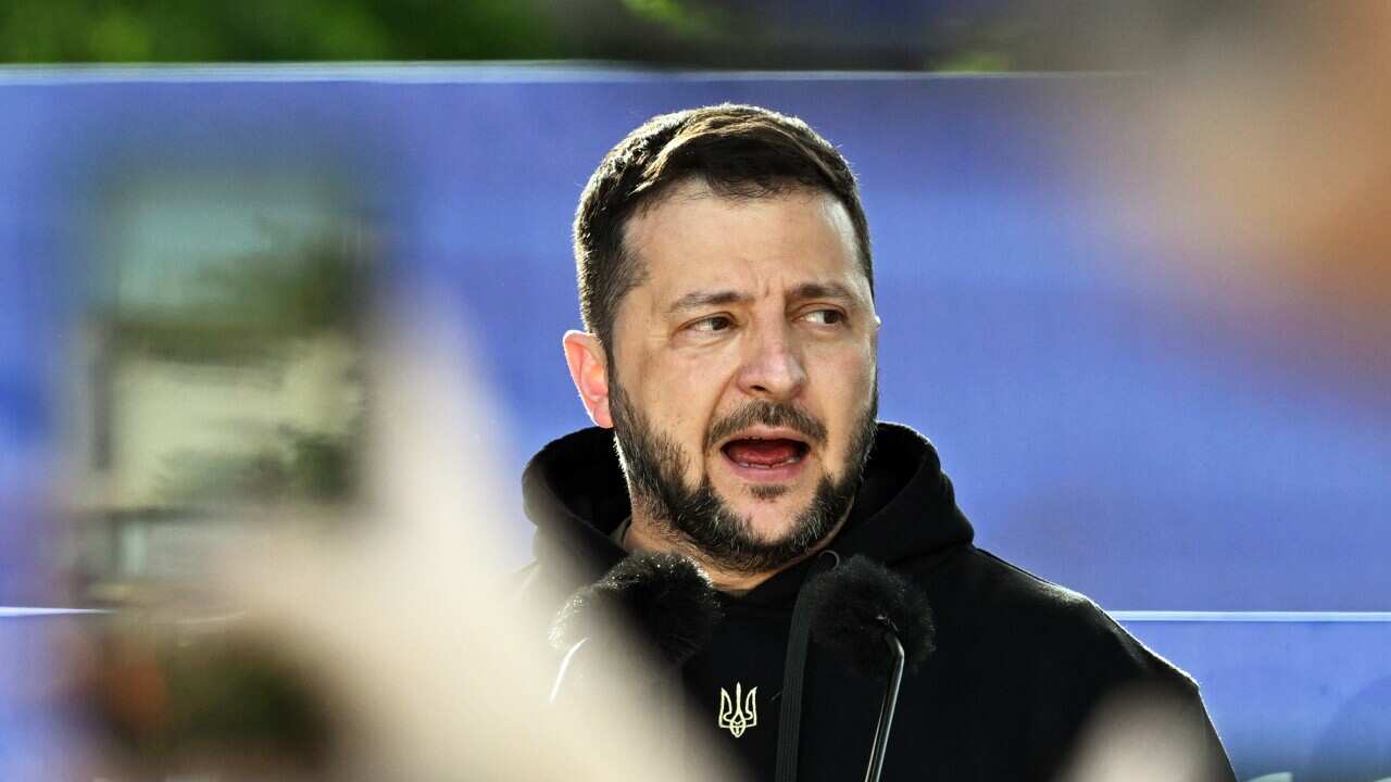 Ukrainian President Volodymyr Zelensky al vertice della NATO di Vilnius l'11 luglio 2023.