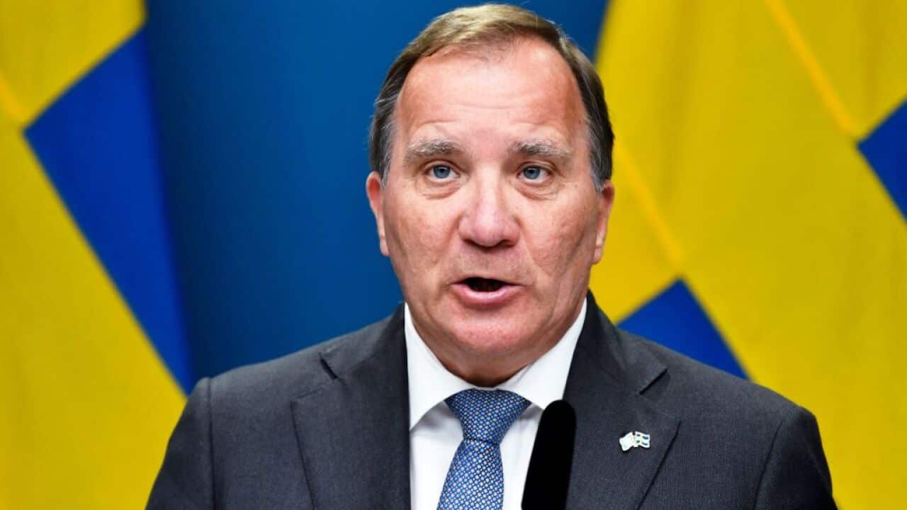 Sweden's Prime Minister Stefan Lofven attends a press conference after the no-confidence vote.