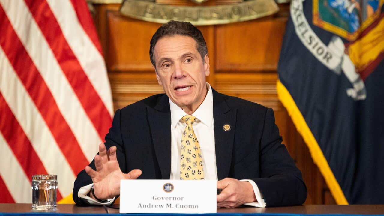 April 7, 2020 - Albany, NY, United States: New York Governor Andrew Cuomo (D) speaking at a press Conference at the State Capitol. (Photo by Michael Brochstein/Sipa USA)