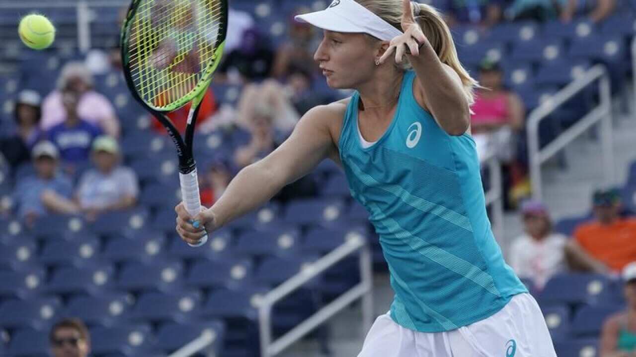 Daria Gavrilova of Australia hits a return
