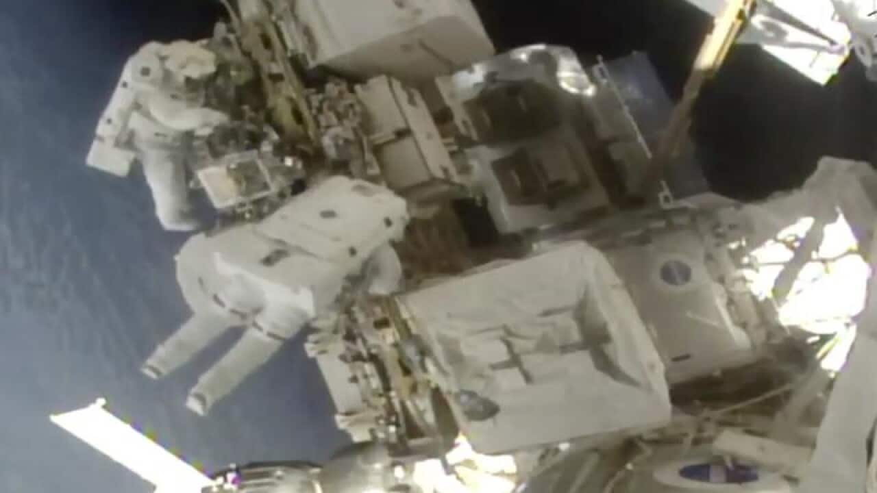 Astronauts Christina Koch and Nick Hague